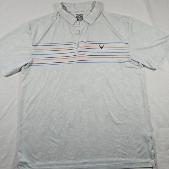 Callaway Opti-Dri Polo Shirt L Gray‎ Striped Short Sleeve Golf Performance Shirt - Picture 1 of 8